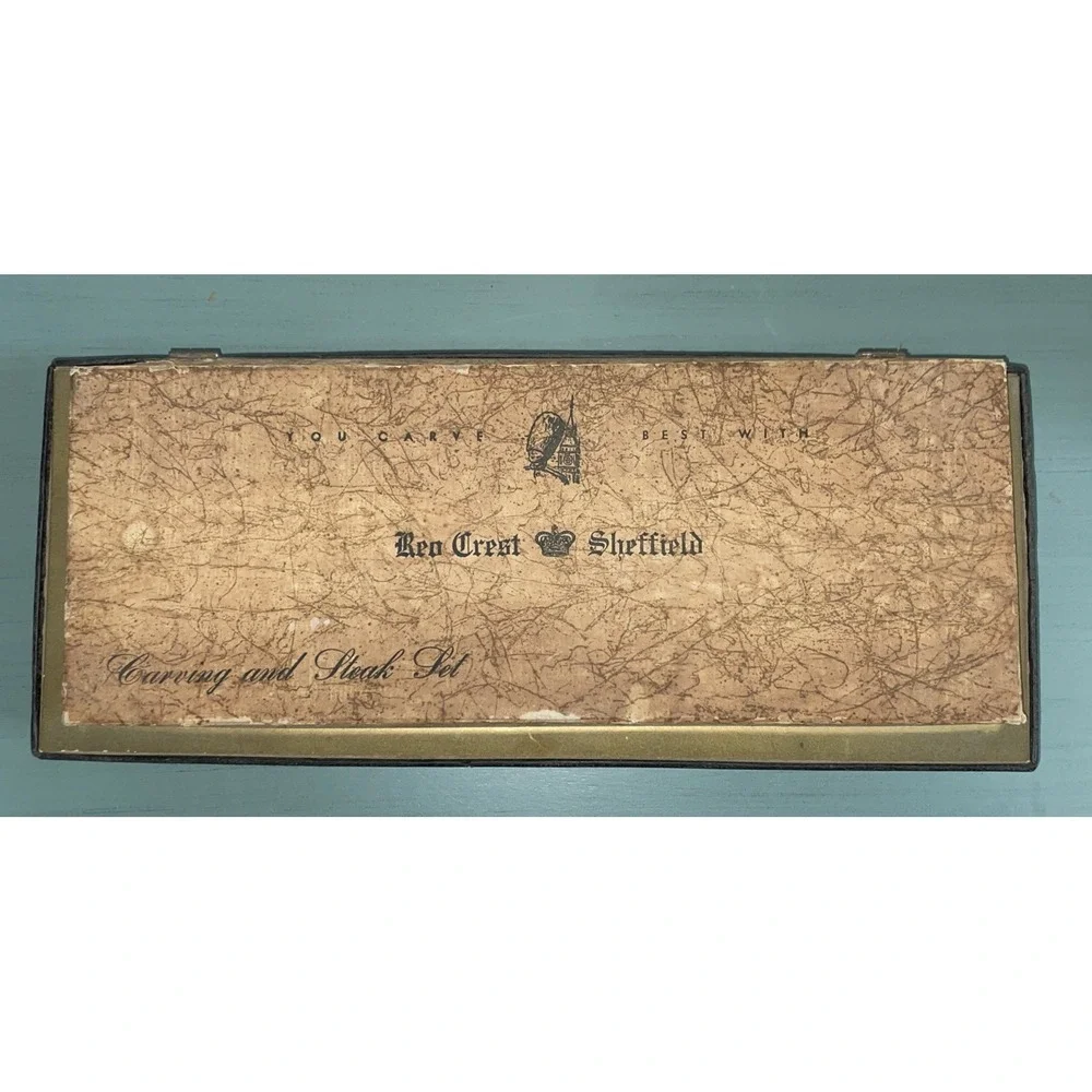Sheffield Crown Crest Carving‎ Set & Steak Knives